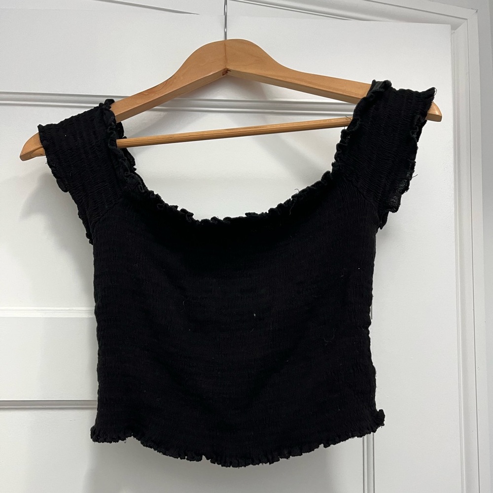 BOGO Black popcorn off the shoulder top